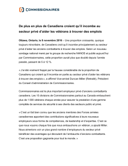 De plus en plus de Canadiens croient qu`il incombe au