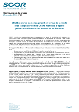 Communiqué de presse SCOR renforce son engagement en faveur