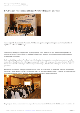 L?UBCI aux rencontres d?affaires «Creative Industry» en