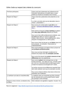 Grille d`aide au respect des crit&egrave;res du concours