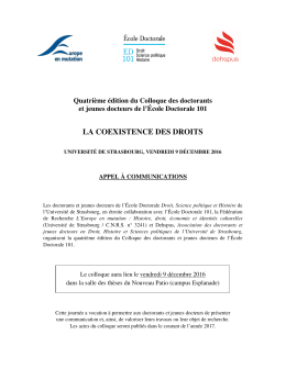 Appel &agrave; contributions pour le Colloque de