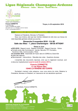 AG Ordinaire Ligue Champagne Ardenne le 6/10/2016