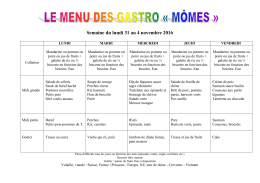 Semaine du lundi 31 au 4 novembre 2016