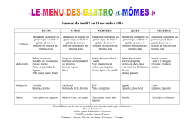 Semaine du lundi 7 au 11 novembre 2016