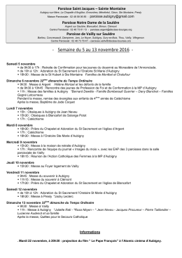 Semaine du 5 au 13 novembre 2016
