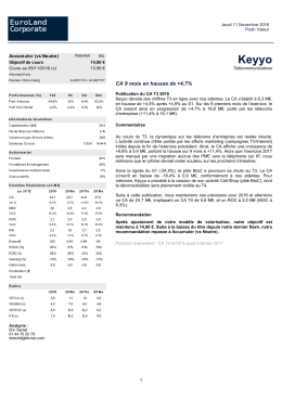 CA 9 mois en hausse de +4,7%