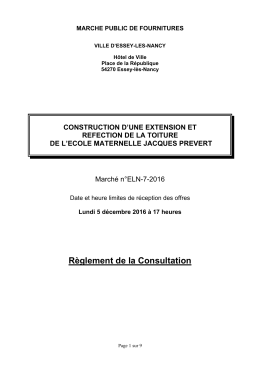 Règlement de la Consultation - Marchés publics - Grand