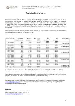 1 Rachat actions propres
