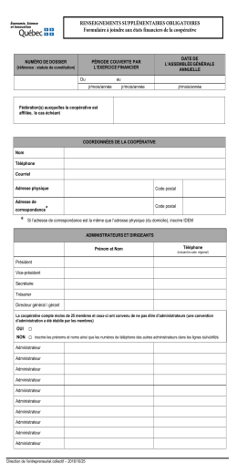 RENSEIGNEMENTS SUPPLÉMENTAIRES OBLIGATOIRES