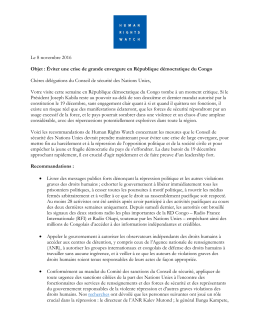 Lettre de HRW au Conseil de securite de lONU concernant la RDC