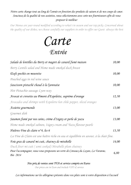 Carte - Restaurant Mirabelle