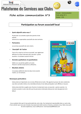 Fiche action communication N°3 Participation au forum associatif local