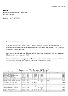 Convoc Bayonne - Badminton Saint Jean de Luz