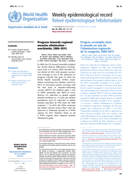 Weekly epidemiological record Relevé épidémiologique