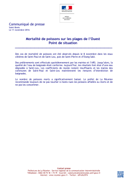Mortalit&eacute; de poissons sur les plages de l`Ouest Point de situation