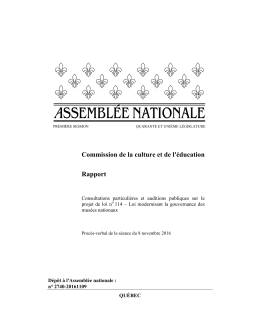 Commission de la culture et de l`éducation Rapport