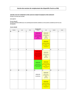 Horaire des sessions de remplacement des dispositifs d`accès au DSQ