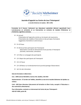 Journée d`appoint au Centre de Jour l`Intemporel