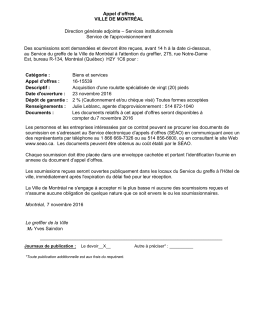 Acquisition d`une roulotte spécialisée de vingt (20) pieds