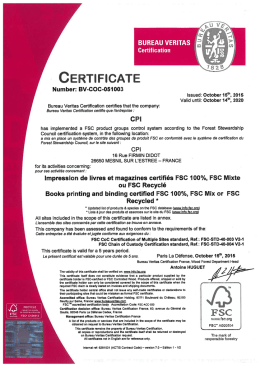 Page 1 BUREAU WERITAS Certification CERTIFICATE Number: BV