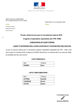 Subdivision de Sant-Pierre - Direction des Territoires, de l