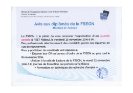 Page 1 Ministère de l`Enseignement Supérieur et dela Recherche