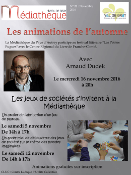 Le samedi 5 novembre De 14h à 17h - Arc-lès-Gray