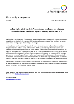 Communiqué de presse - Organisation internationale de la