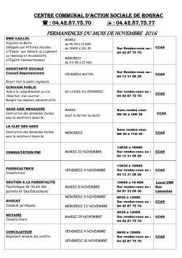 permanences du mois de novembre 2016