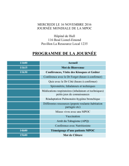 PROGRAMME DE LA JOURNÉE