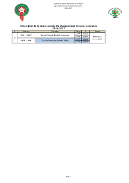 Mise à Jour de la 6ème Journée Du Championnat National de
