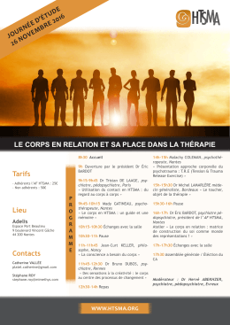 JOURNÉE D`ÉTUDE 26 NOVEMBRE 2016 LE CORPS EN