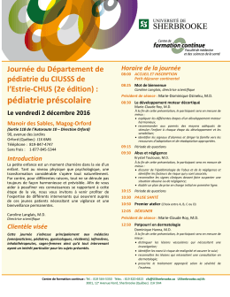 Programme - Activités de formation