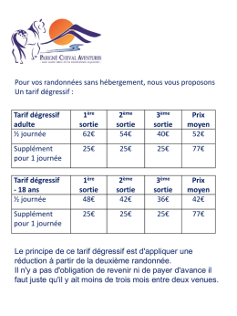 Tarif dégressif - Parigné Cheval Aventures