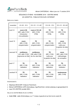 emploi du temps - publication sur l`internet
