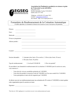 Formulaire de Remboursement de la Cotisation