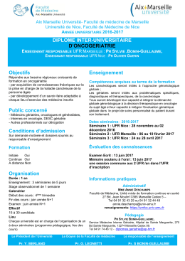 DIPLOME INTER-UNIVERSITAIRE D`ONCOGERIATRIE Objectifs