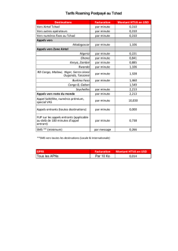 Tarifs Roaming Postpayé au Tchad