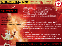 VENTE DE BILLETS - HBCC Celles sur Belle