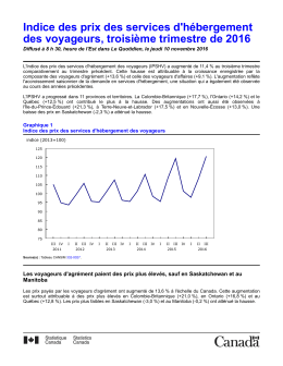 Indice des prix des services d`hébergement des voyageurs