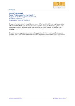 Forum: D&eacute;pannage