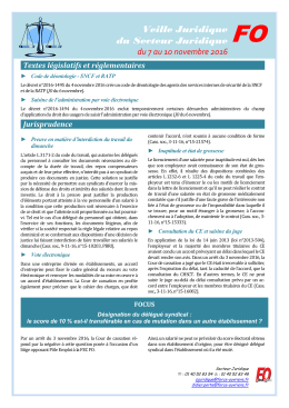 Veille Juridique du 7 au 11 novembre 2016