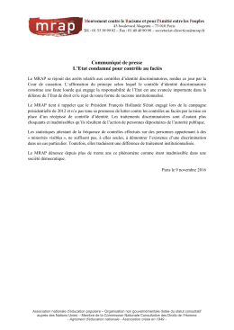 Communiqué de presse L`Etat condamné pour contrôle au faciès