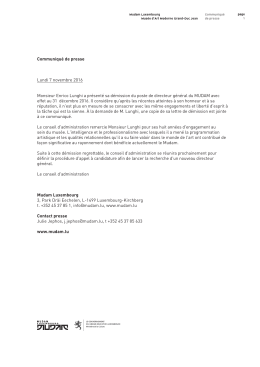 Communiqué de presse Lundi 7 novembre 2016 Monsieur