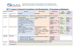 Synopsis du Congr&egrave;s - Soci&eacute;t&eacute; Marocaine d`Anesth&eacute;sie R&eacute;animation