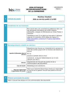 exemple de fiche de poste - Biblioth&egrave;que Interuniversitaire de la