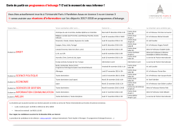 Planning des réunions d`information