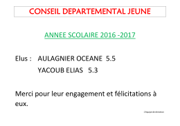 CONSEIL DEPARTEMENTAL JEUNE ANNEE SCOLAIRE 2016