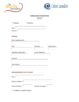FORMULAIRE D`INSCRIPTION Madame Monsieur Nom : Pr&eacute;nom