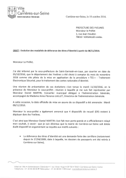 Courrier de demande d`un dispositif de recueil envoyé à la